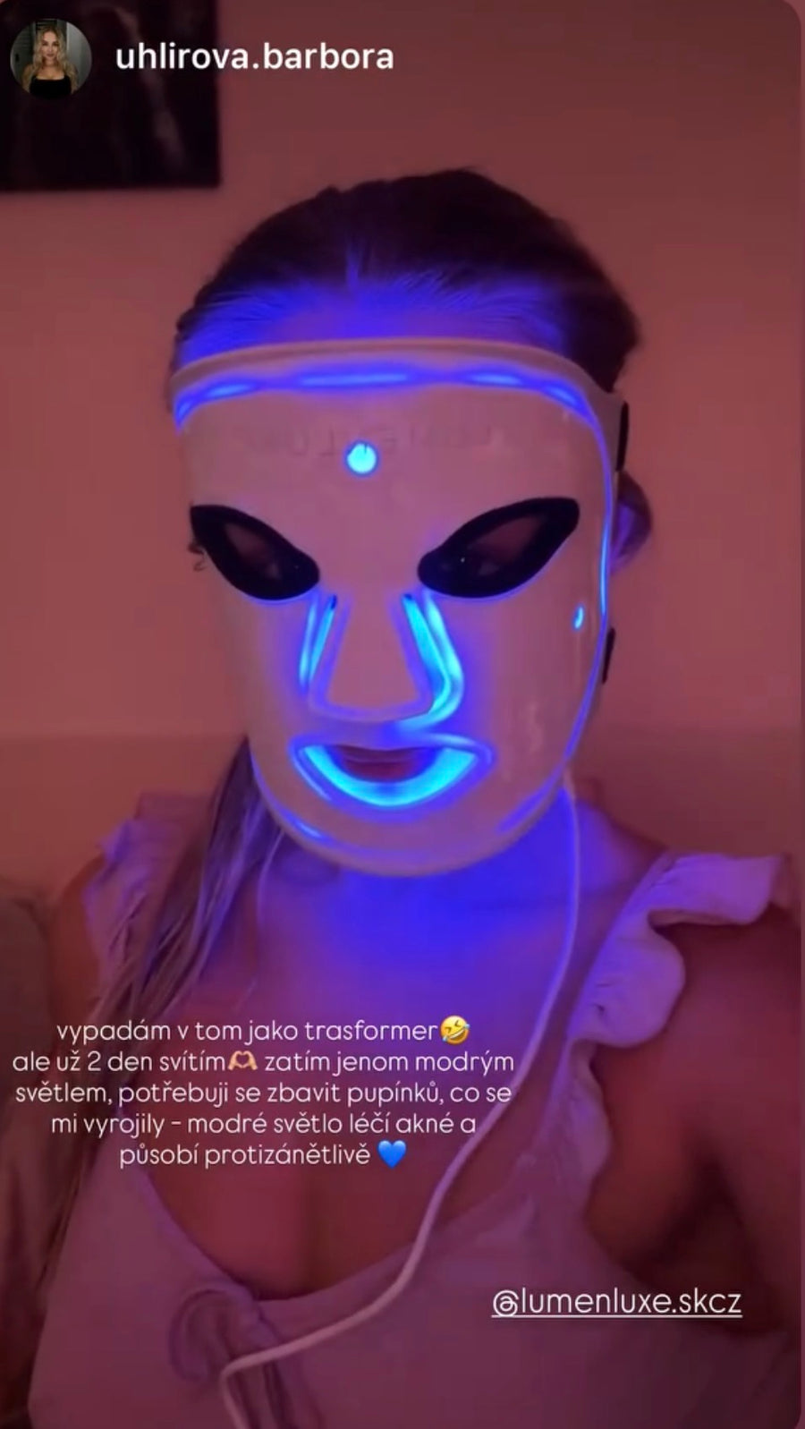 LED maska na obličej LumenLuxe – fotka od zákaznice